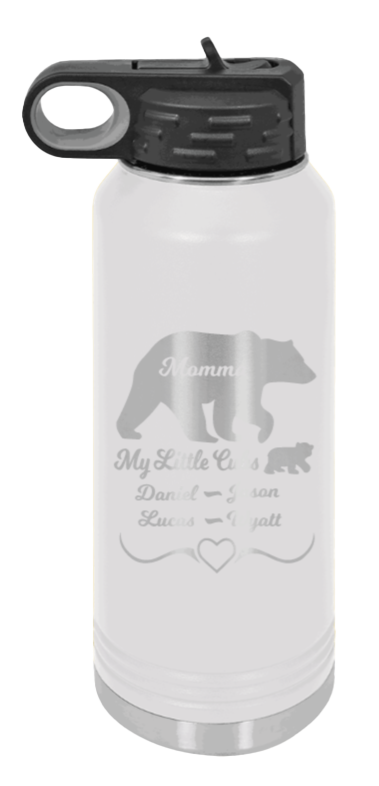 My Little Cubs - 32oz Water Bottle Laser Engraved- White