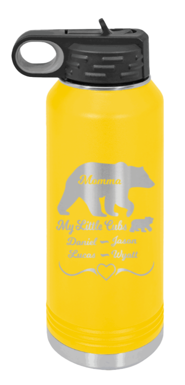 My Little Cubs - 32oz Water Bottle Laser Engraved- Yellow