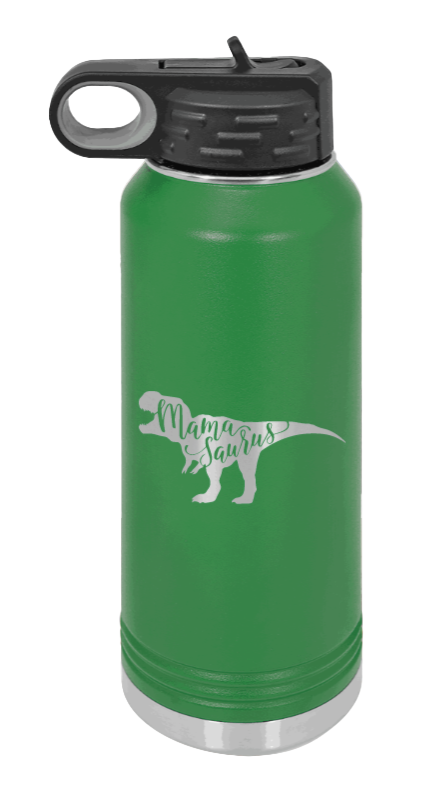 Mamasaurus - 32oz Water Bottle Laser Engraved- Green