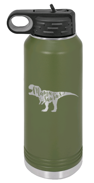 Mamasaurus - 32oz Water Bottle Laser Engraved- Olive