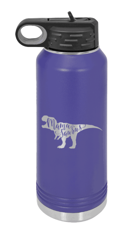 Mamasaurus - 32oz Water Bottle Laser Engraved- Purple