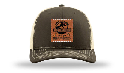 Don't Mess With Mamasaurus Leather Patch Richardson 112 Hat