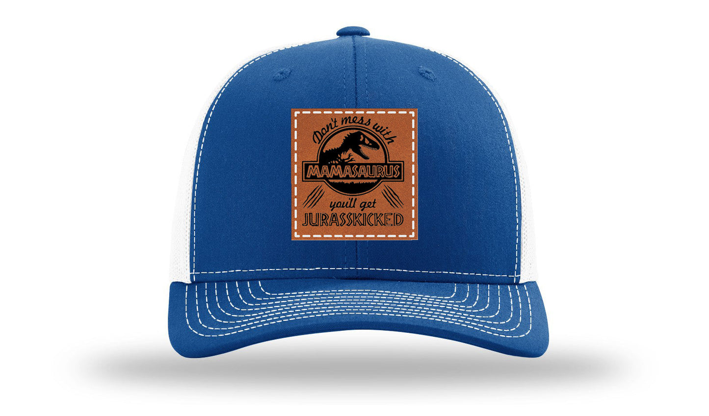 Don't Mess With Mamasaurus Leather Patch Richardson 112 Hat