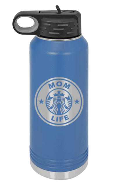 Mom Life - 32oz Water Bottle Laser Engraved- Royal Blue