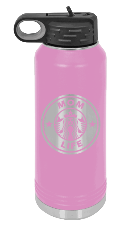 Mom Life - 32oz Water Bottle Laser Engraved- Light Purple