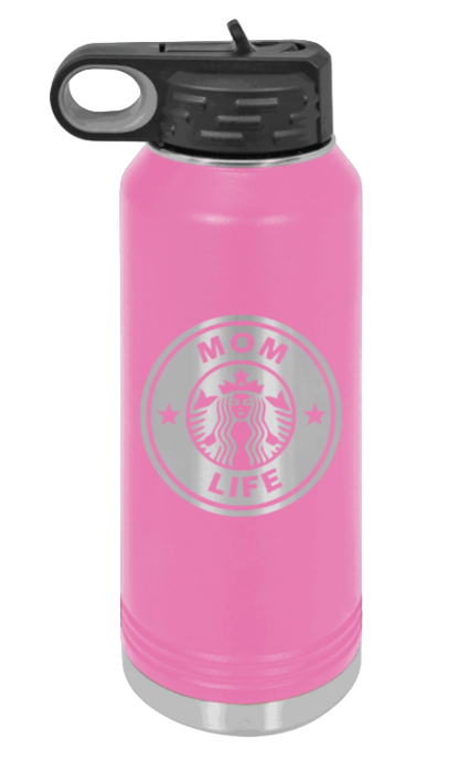 Mom Life - 32oz Water Bottle Laser Engraved- Pink