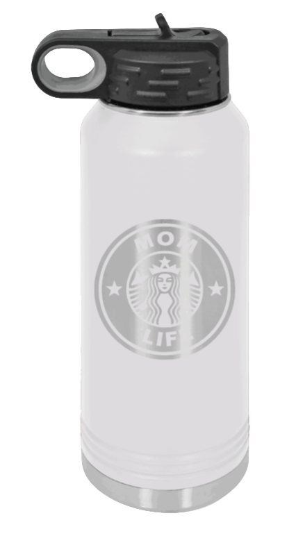 Mom Life - 32oz Water Bottle Laser Engraved- White