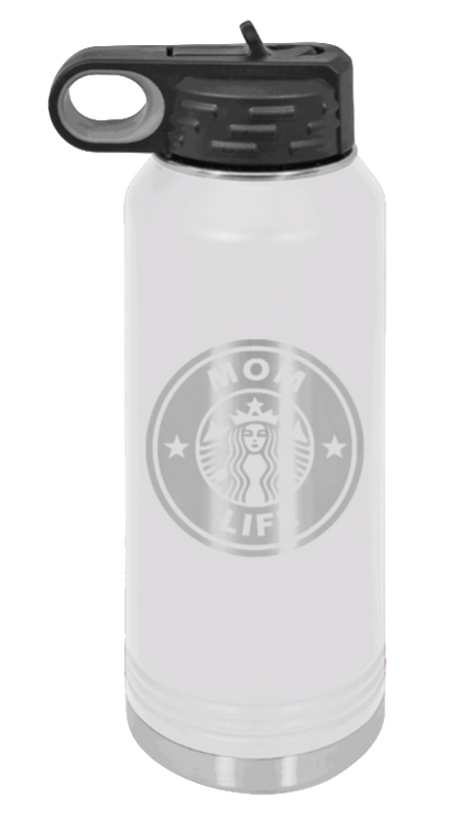 Mom Life - 32oz Water Bottle Laser Engraved- White