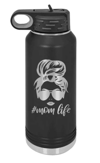#MomLife - 32oz Water Bottle Laser Engraved- Black