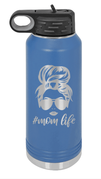 #MomLife - 32oz Water Bottle Laser Engraved- Royal Blue