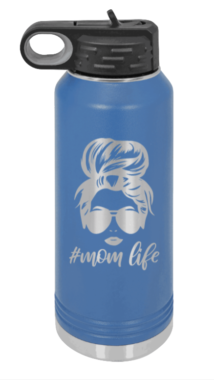 #MomLife - 32oz Water Bottle Laser Engraved- Royal Blue