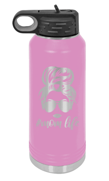 #MomLife - 32oz Water Bottle Laser Engraved- Light Purple