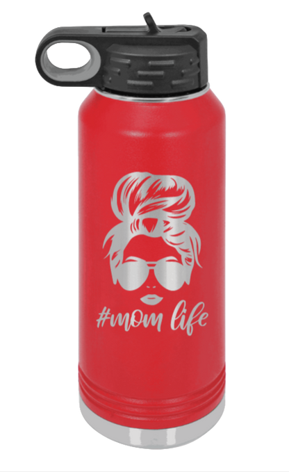 #MomLife - 32oz Water Bottle Laser Engraved- Red