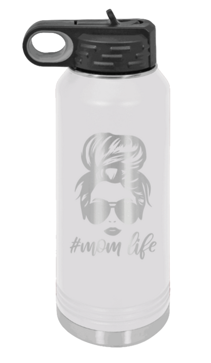 #MomLife - 32oz Water Bottle Laser Engraved- White