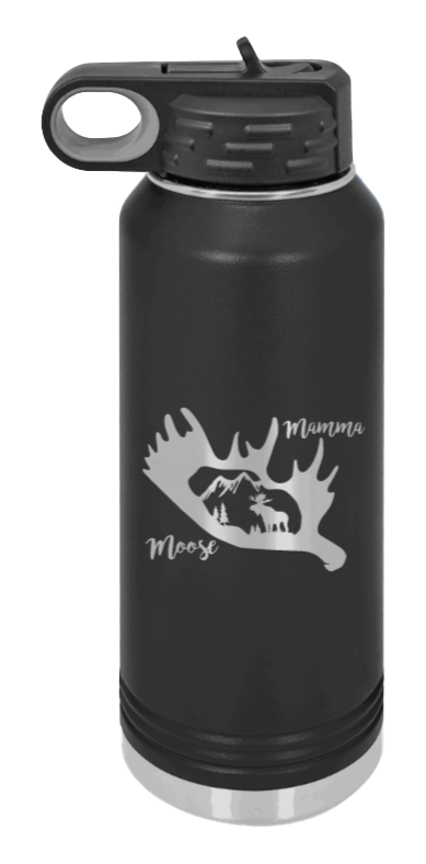 Mamma Moose - 32oz Water Bottle Laser Engraved- Black