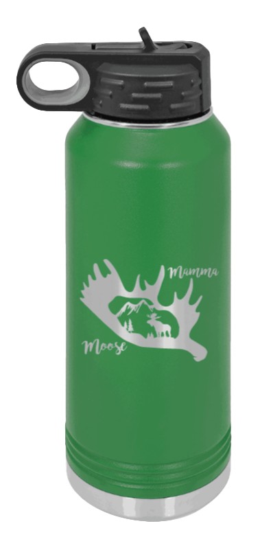 Mamma Moose - 32oz Water Bottle Laser Engraved- Green