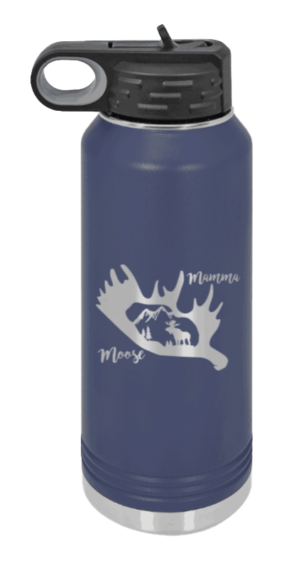 Mamma Moose - 32oz Water Bottle Laser Engraved- Navy
