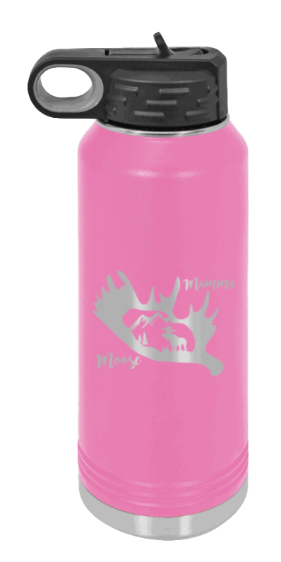 Mamma Moose - 32oz Water Bottle Laser Engraved- Pink