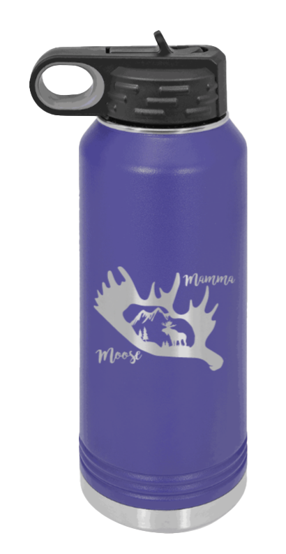 Mamma Moose - 32oz Water Bottle Laser Engraved- Purple
