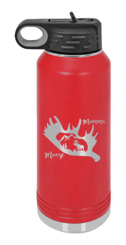 Mamma Moose - 32oz Water Bottle Laser Engraved- Red