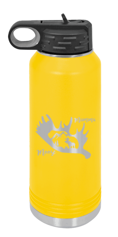 Mamma Moose - 32oz Water Bottle Laser Engraved- Yellow