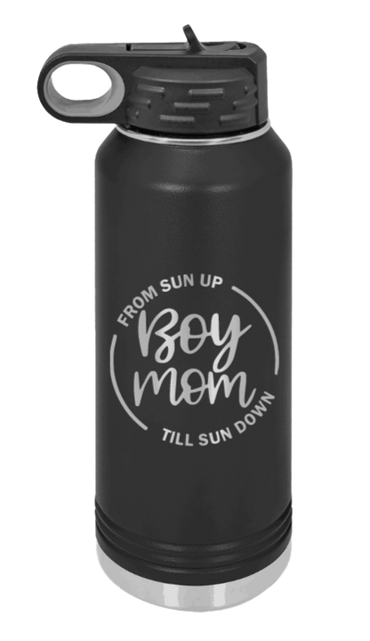 Boy Mom - 32oz Water Bottle Laser Engraved- Black