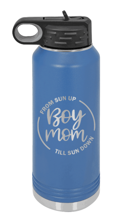 Boy Mom - 32oz Water Bottle Laser Engraved- Royal Blue