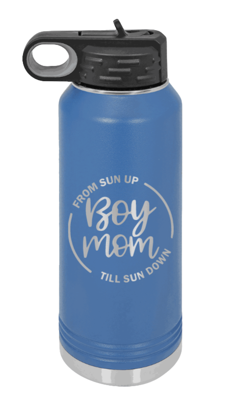 Boy Mom - 32oz Water Bottle Laser Engraved- Royal Blue