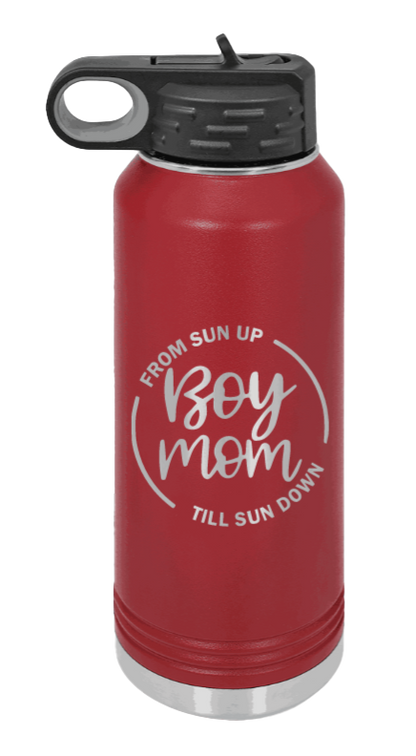 Boy Mom - 32oz Water Bottle Laser Engraved- Maroon