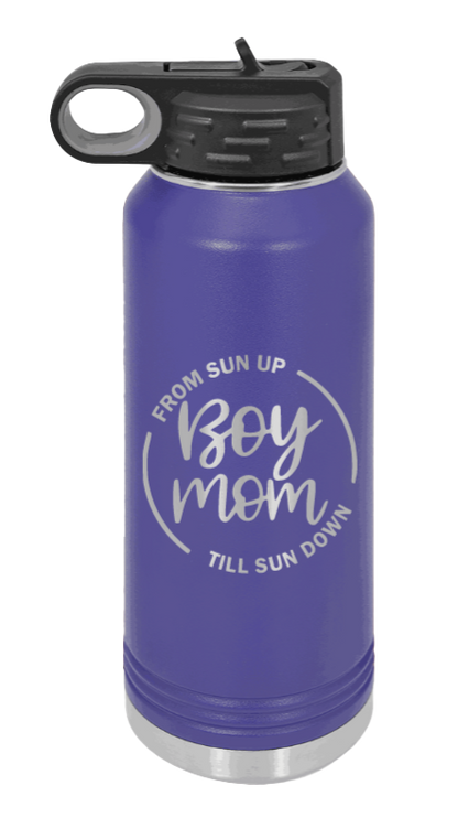 Boy Mom - 32oz Water Bottle Laser Engraved- Purple