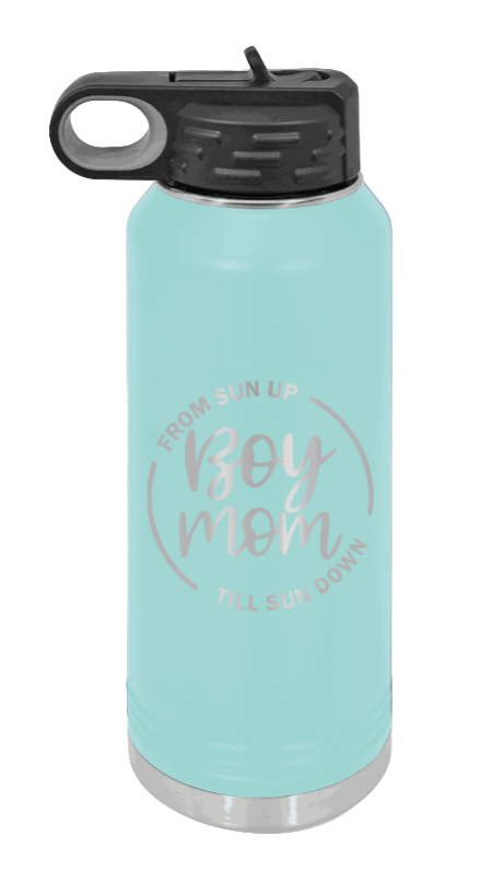 Boy Mom - 32oz Water Bottle Laser Engraved- Teal