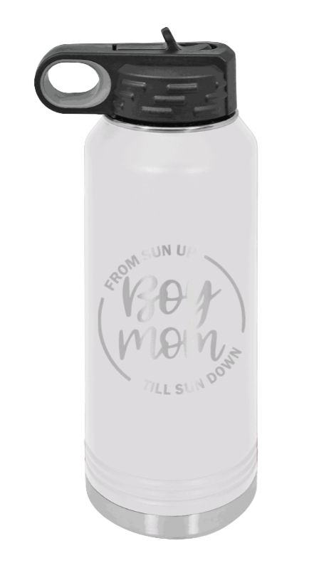 Boy Mom - 32oz Water Bottle Laser Engraved- White