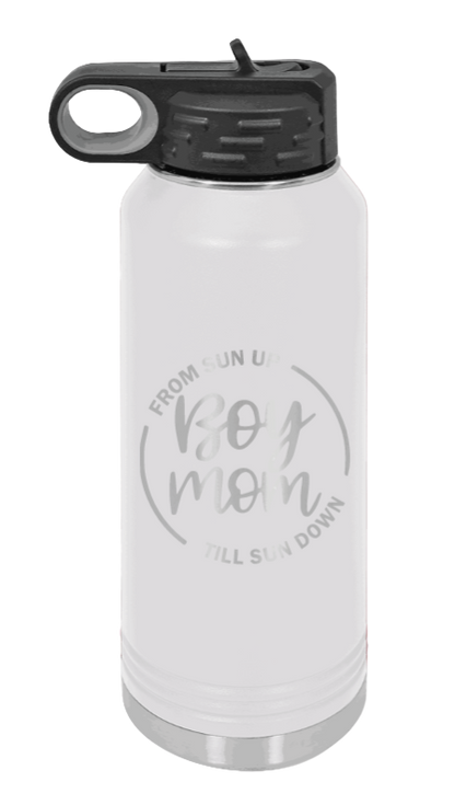 Boy Mom - 32oz Water Bottle Laser Engraved- White