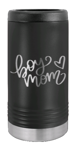 Boy Mom with Heart Laser Engraved Slim Can Insulated Koosie