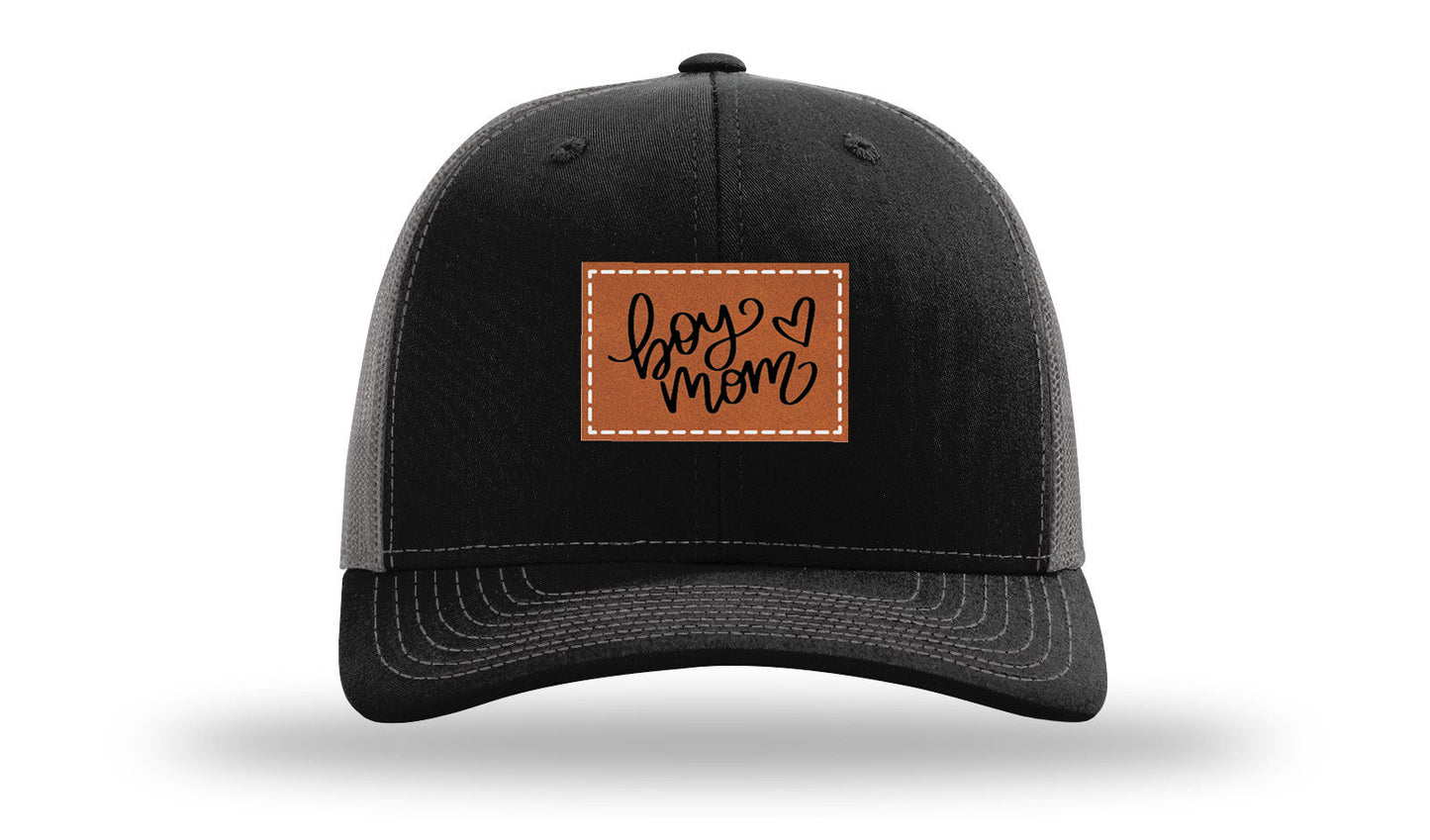 Boy Mom Heart Leather Patch Richardson 112 Hat