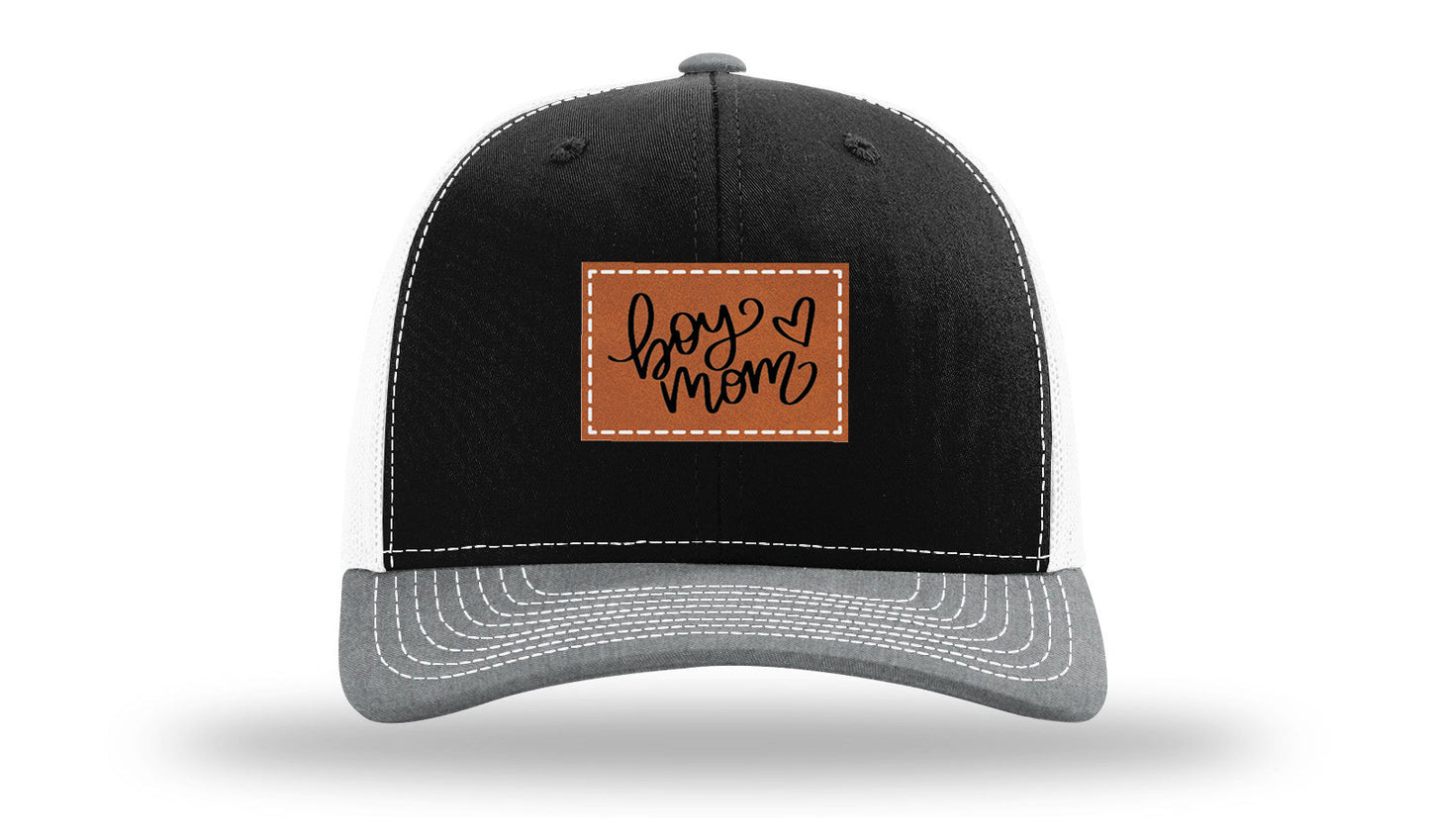 Boy Mom Heart Leather Patch Richardson 112 Hat