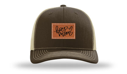 Boy Mom Heart Leather Patch Richardson 112 Hat