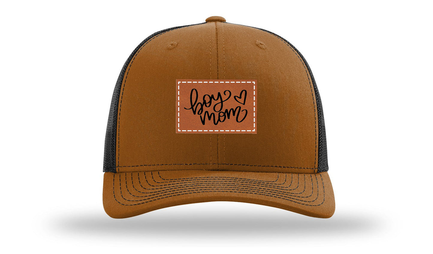 Boy Mom Heart Leather Patch Richardson 112 Hat