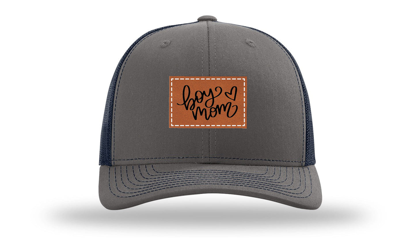 Boy Mom Heart Leather Patch Richardson 112 Hat