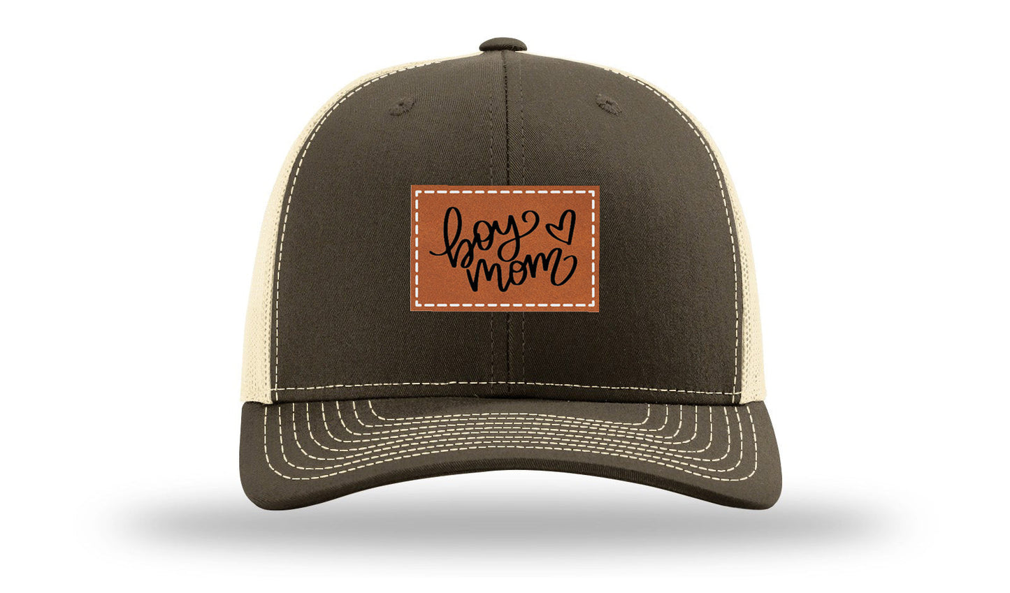 Boy Mom Heart Leather Patch Richardson 112 Hat