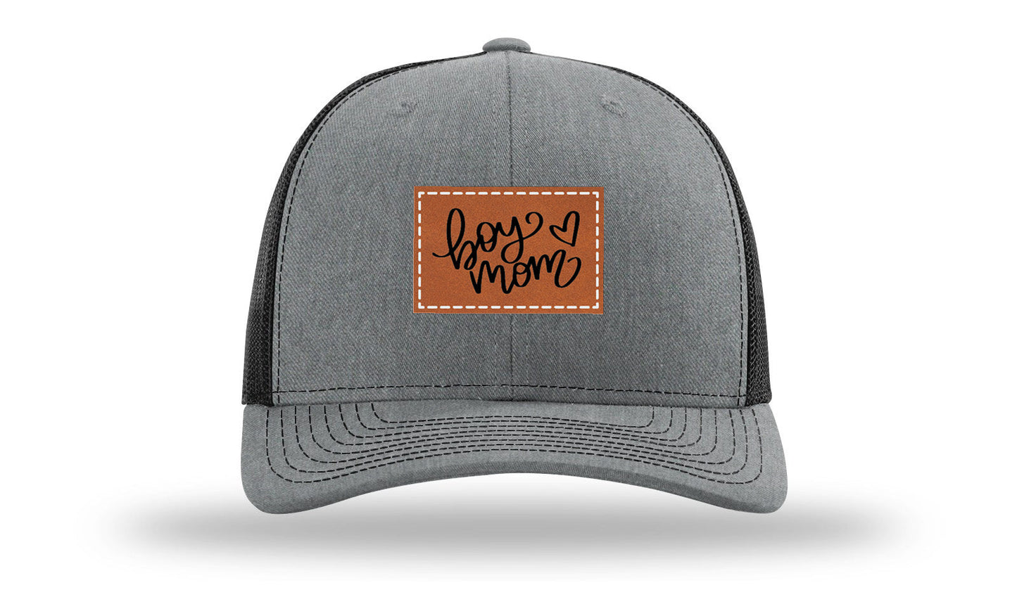 Boy Mom Heart Leather Patch Richardson 112 Hat