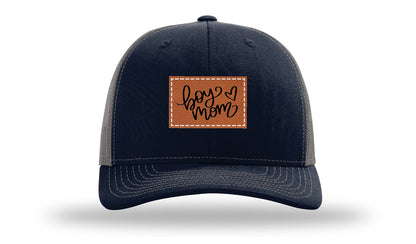 Boy Mom Heart Leather Patch Richardson 112 Hat