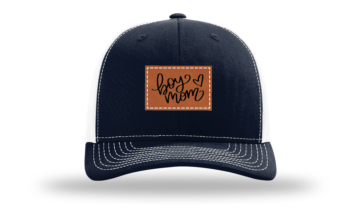 Boy Mom Heart Leather Patch Richardson 112 Hat