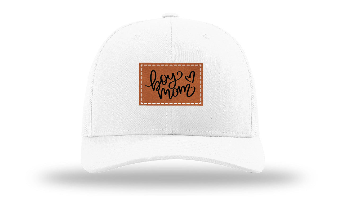 Boy Mom Heart Leather Patch Richardson 112 Hat