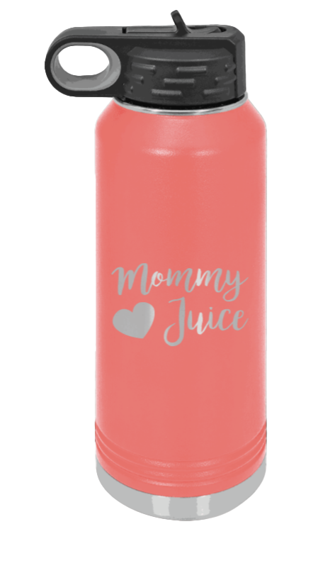 Mommy Juice - 32oz Water Bottle Laser Engraved- Coral