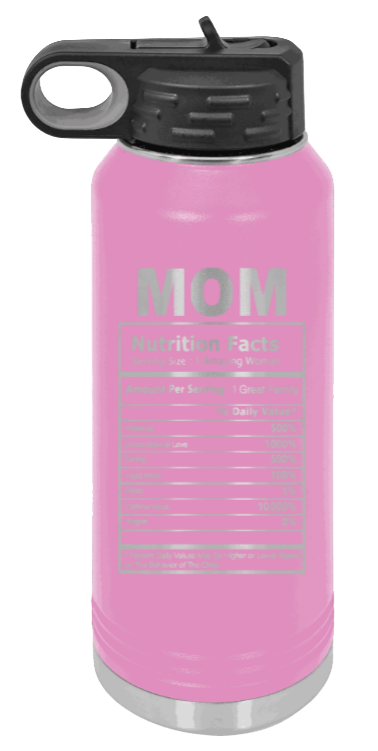 Mom Facts - 32oz Water Bottle Laser Engraved- Light Purple