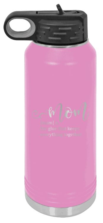 Mom Definition - 32oz Water Bottle Laser Engraved- Light Purple