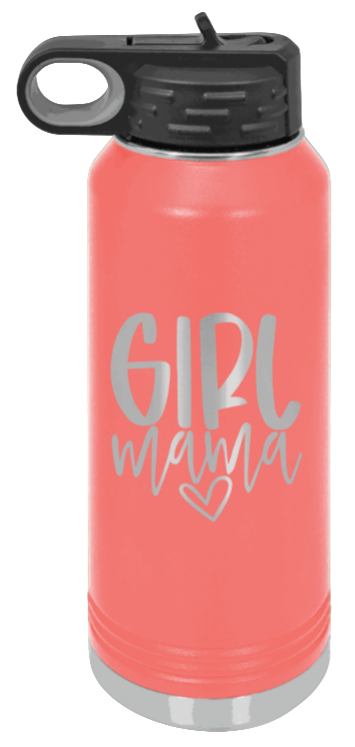 Girl Mama - 32oz Water Bottle Laser Engraved- Coral