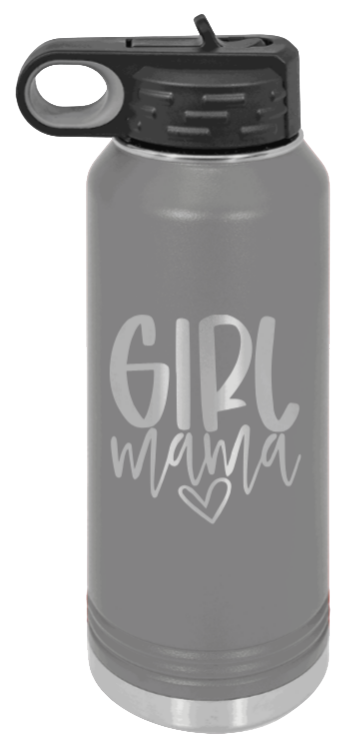Girl Mama - 32oz Water Bottle Laser Engraved- Dark Grey