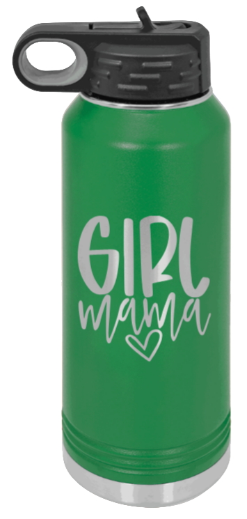 Girl Mama - 32oz Water Bottle Laser Engraved- Green